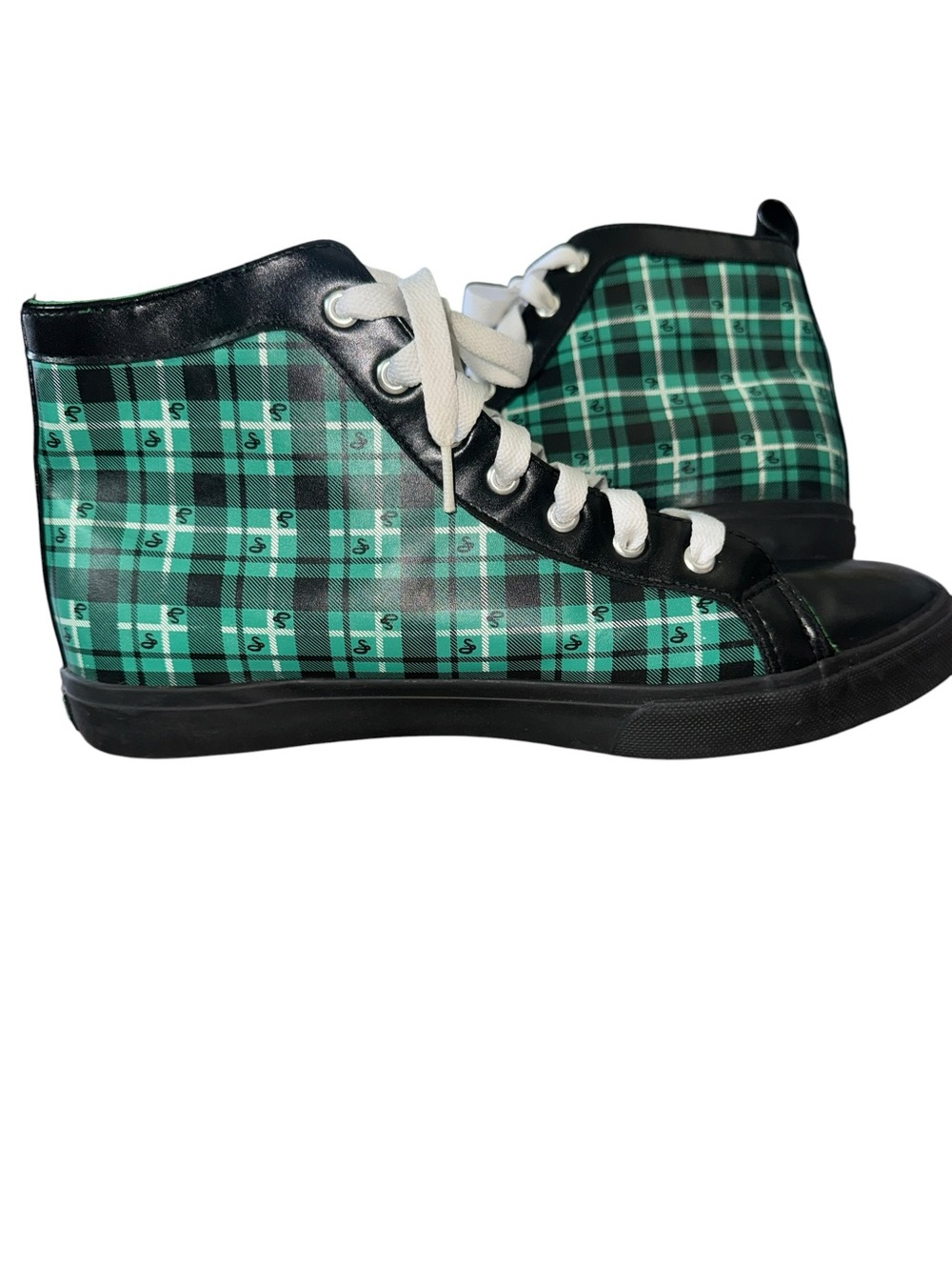 Harry Potter Slytherin High Top Sneakers Green Plaid Women’s 10 Hogwarts - Picture 4 of 11